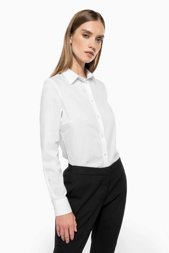 Cămașă damă Kariban Poplin Easy Care Polycotton KA584 · 108 g/m², bumbac / poliester