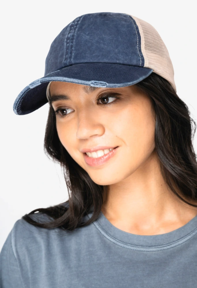 Șapcă Native Spirit Eco-Friendly Ripped Effect Trucker NS027 · 280 g/m², bumbac / bumbac organic