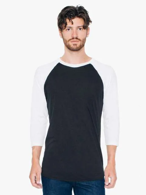 Tricou raglan unisex, din polibumbac, cu maneci 3/4