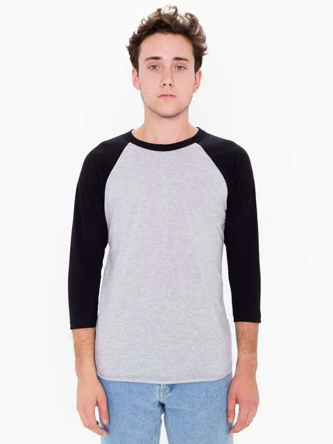Tricou raglan unisex, din polibumbac, cu maneci 3/4