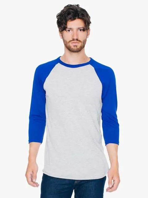 Tricou raglan unisex, din polibumbac, cu maneci 3/4