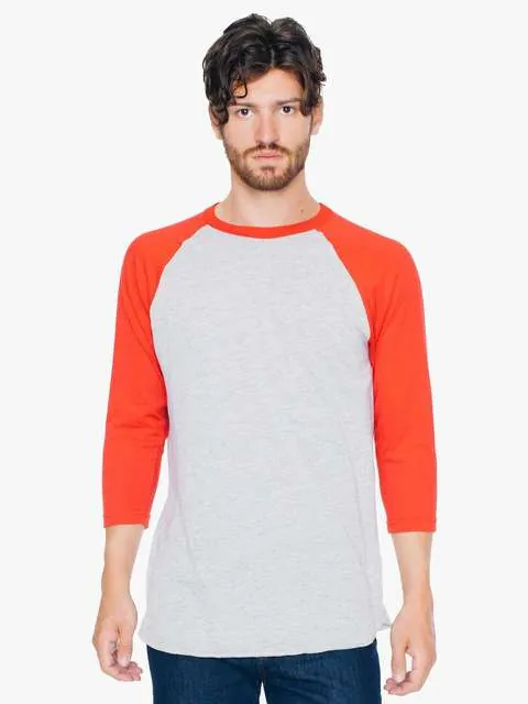 Tricou raglan unisex, din polibumbac, cu maneci 3/4
