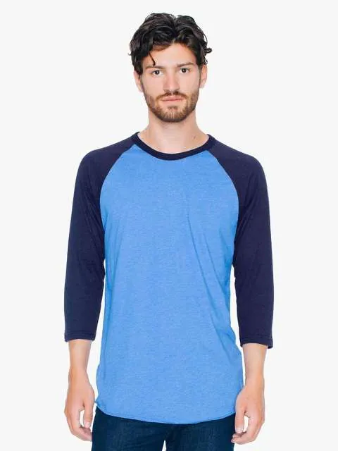 Tricou raglan unisex, din polibumbac, cu maneci 3/4