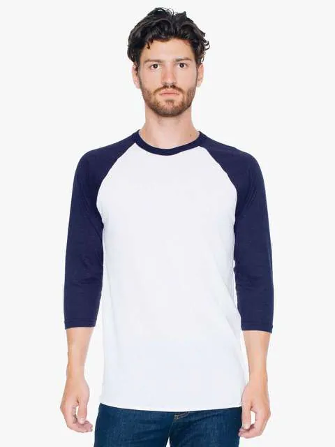 Tricou raglan unisex, din polibumbac, cu maneci 3/4