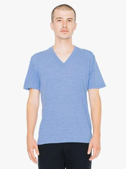 Tricou unisex Tri-Blend, cu maneca scurta si decolteu in V - American Apparel