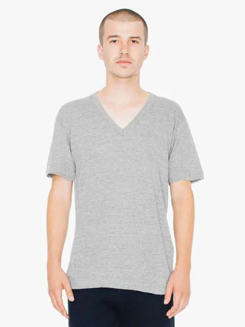 Tricou unisex Tri-Blend, cu maneca scurta si decolteu in V - American Apparel