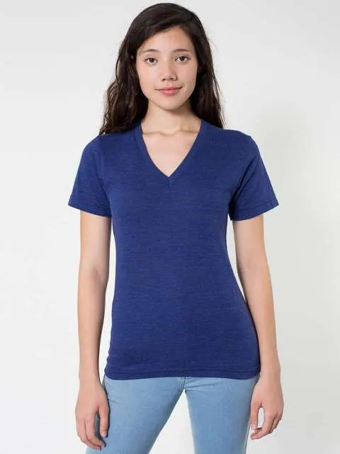 Tricou unisex Tri-Blend, cu maneca scurta si decolteu in V - American Apparel