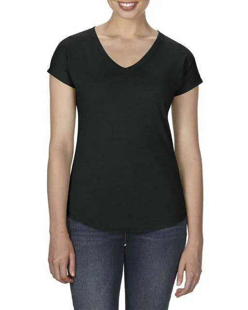 Tricou cu decolteu in V, Tri-Blend, pentru dama