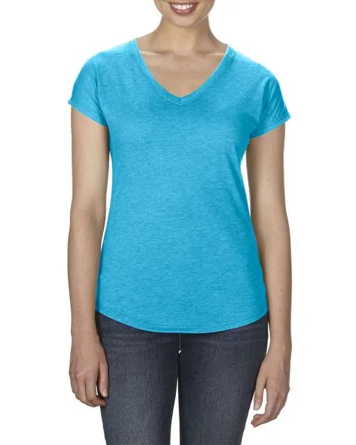 Tricou cu decolteu in V, Tri-Blend, pentru dama