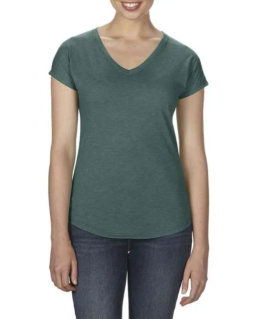 Tricou cu decolteu in V, Tri-Blend, pentru dama