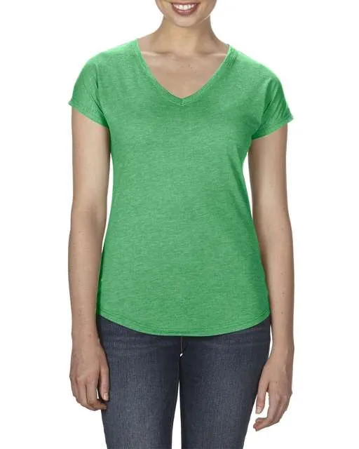 Tricou cu decolteu in V, Tri-Blend, pentru dama