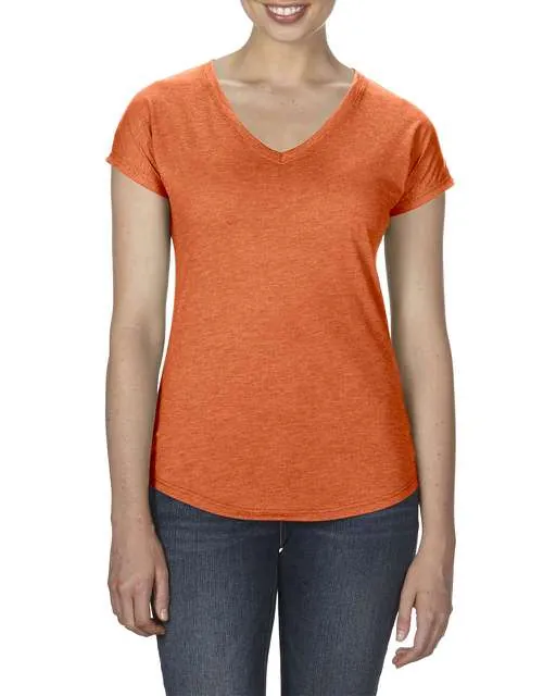 Tricou cu decolteu in V, Tri-Blend, pentru dama