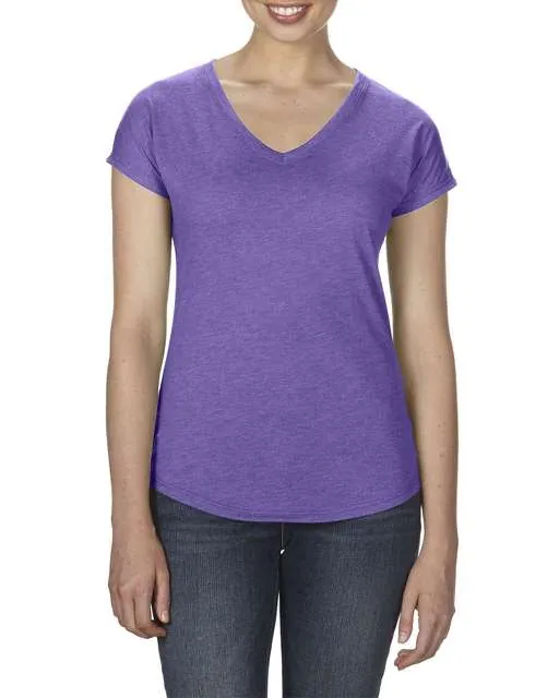 Tricou cu decolteu in V, Tri-Blend, pentru dama