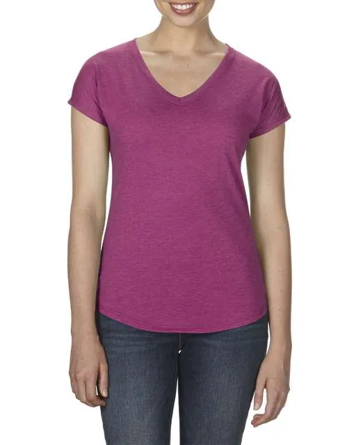 Tricou cu decolteu in V, Tri-Blend, pentru dama