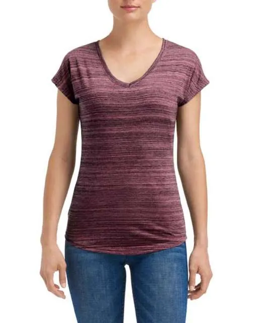 Tricou pentru dama, decolteu in V, in trei amestecuri de material
