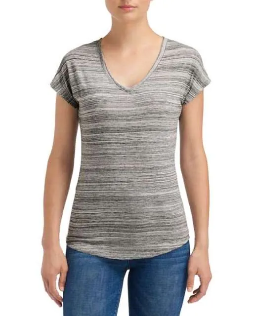 Tricou pentru dama, decolteu in V, in trei amestecuri de material