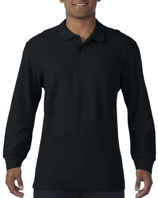 Tricou polo cu maneca lunga din pique dublu si bumbac premium, pentru barbati