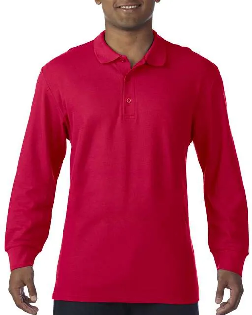 Tricou polo cu maneca lunga din pique dublu si bumbac premium, pentru barbati