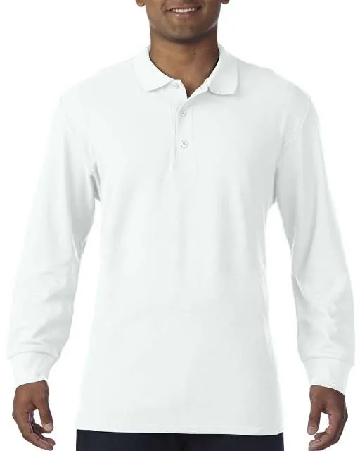 Tricou polo cu maneca lunga din pique dublu si bumbac premium, pentru barbati