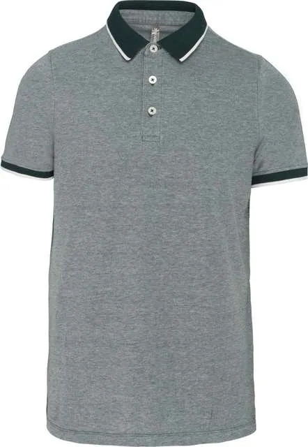 Tricou polo barbati, bicolor marl, cu maneca scurta