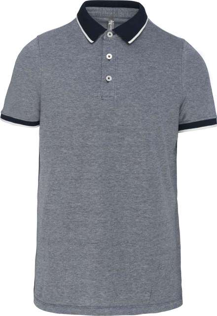 Tricou polo barbati, bicolor marl, cu maneca scurta