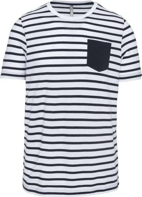 Tricou bărbați Kariban Striped Sailor Pocket KA378 · 160 g/m², bumbac