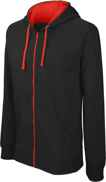 Hanorac cu fermoar bărbați Kariban Contrast KA466 · 280 g/m², bumbac / poliester