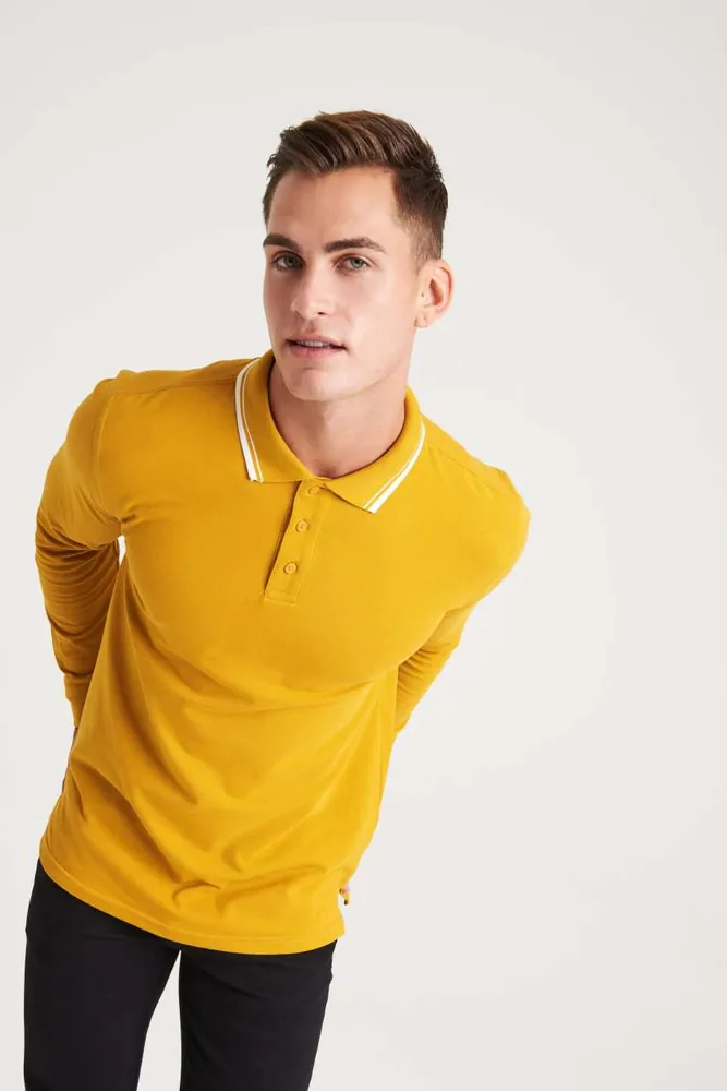 Tricou polo cu mânecă lungă Just Polos Tipped 100 JP103 · 180 g/m², bumbac