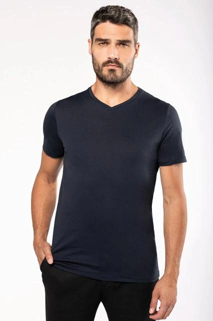 Tricou Supima® cu maneca scurta si decolteu in V, pentru barbati