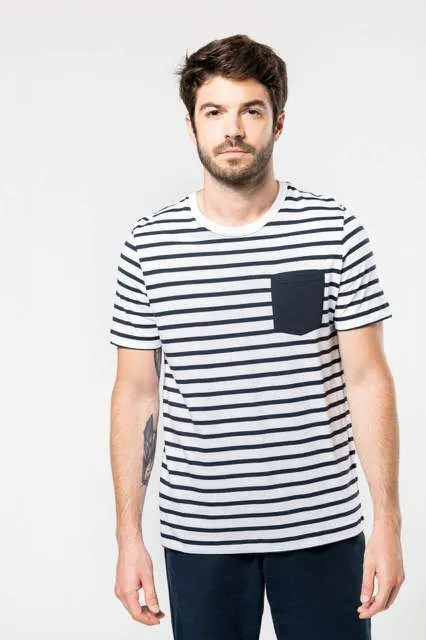 Tricou bărbați Kariban Striped Sailor Pocket KA378 · 160 g/m², bumbac