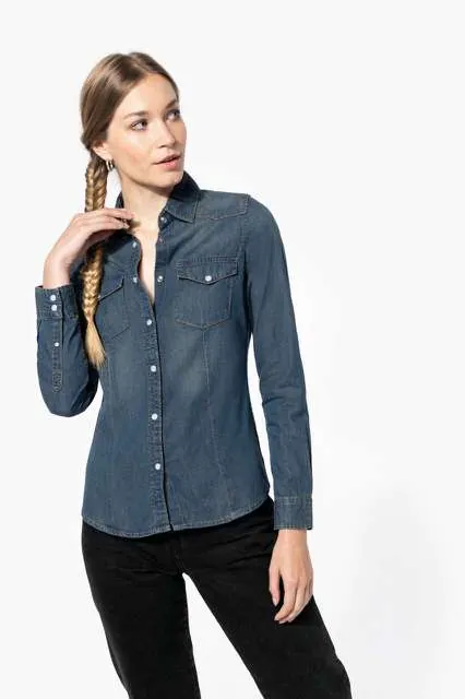 Cămașă damă Kariban Denim KA518 · 150 g/m², bumbac