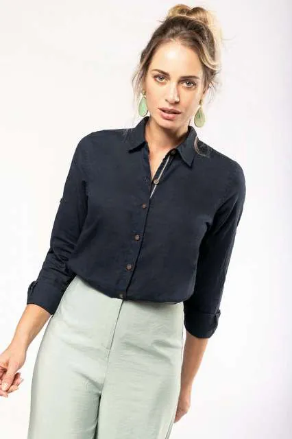 Cămașă damă Kariban Linen Cotton KA589 · 130 g/m², bumbac
