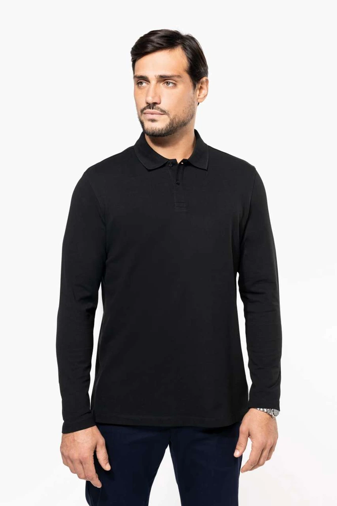 Tricou polo cu mânecă lungă bărbați Kariban Premium Supima PK202 · 230 g/m², bumbac / elastan
