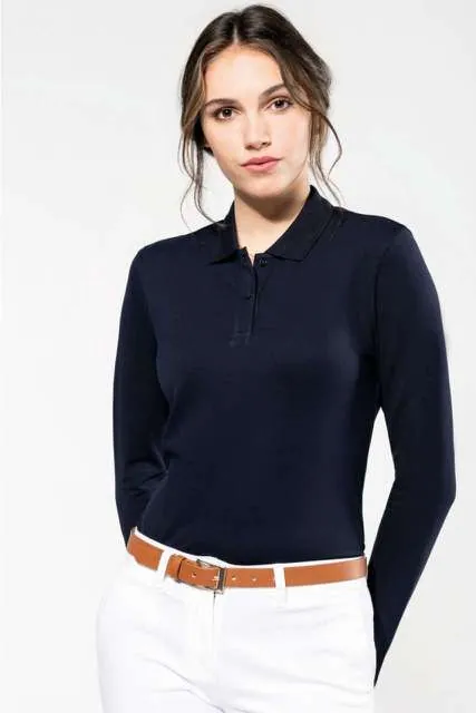 Tricou polo cu mânecă lungă damă Kariban Premium Supima PK203 · 230 g/m², bumbac / elastan