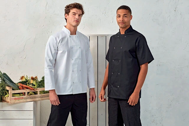 Tunică de bucătar Premier Chefs Stud PR664 · 195 g/m², bumbac / poliester