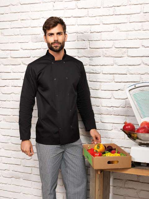 Tunică de bucătar bărbați Premier Chefs Stud PR665 · 195 g/m², bumbac / poliester