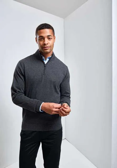 Pulover bărbați Premier Quarter-Zip Knitted PR695 · bumbac / acril
